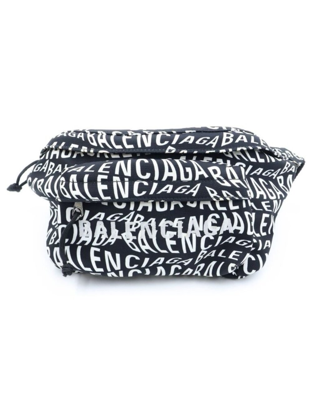 Balenciaga Logo Belt Bag Wheel Nylon Black White